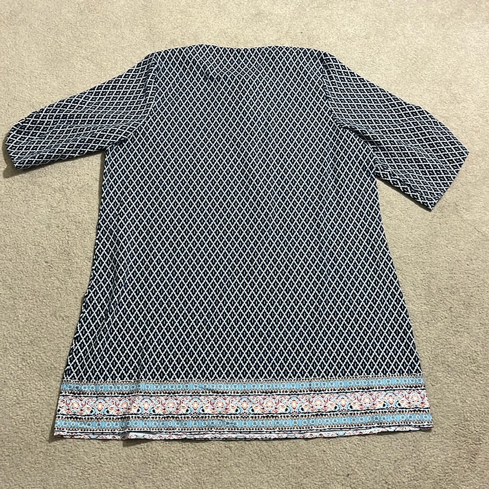 3XL Boho Tunic Dress – Printed Neckline – Navy/White/Multicolor, LIKE NEW - Picture 11 of 12